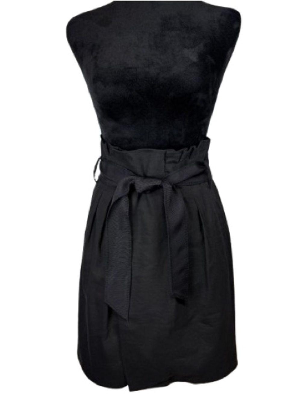 Elie Tahari Black Paperbag Waist Skirt Size 8 Belted Pleated Mini Career Chic
